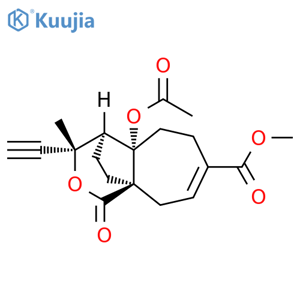 1H-4,9a-Ethanocyclohepta[c]pyran-7-carboxylic acid, 4a-(acetyloxy)-3-ethynyl-3,4,4a,5,6,9-hexahydro-3-methyl-1-oxo-, methyl ester, (3S,4S,4aS,9aR)- structure