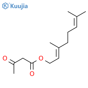 Butanoic acid, 3-oxo-,(2E)-3,7-dimethyl-2,6-octadien-1-yl ester structure