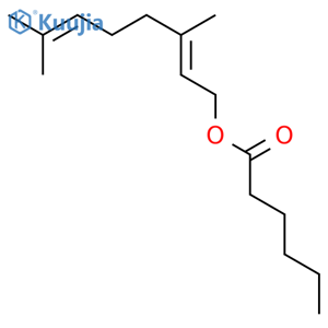 Hexanoic acid,(2E)-3,7-dimethyl-2,6-octadien-1-yl ester structure