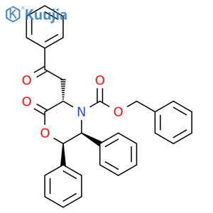 4-Morpholinecarboxylic acid, 2-oxo-3-(2-oxo-2-phenylethyl)-5,6-diphenyl-, phenylmethyl ester, (3S,5S,6R)- structure