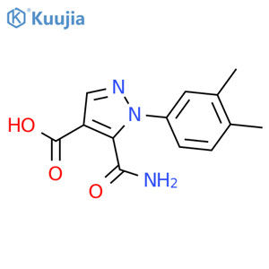 1H-Pyrazole-4-carboxylicacid, 5-(aminocarbonyl)-1-(3,4-dimethylphenyl)- structure
