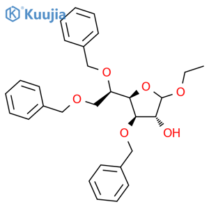 (3R,4R,5R)-4-benzyloxy-5-[(1R)-1,2-dibenzyloxyethyl]-2-ethoxy-tetrahydrofuran-3-ol structure