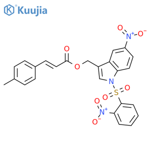 [5-Nitro-1-[(2-nitrophenyl)sulfonyl]-1H-indol-3-yl]methyl (2E)-3-(4-methylphenyl)-2-propenoate structure