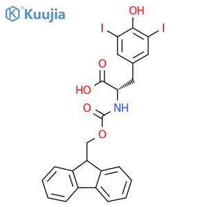 (2S)-3-(3,5-diiodo-4-methyl-phenyl)-2-(9H-fluoren-9-ylmethoxycarbonylamino)propanoic acid structure