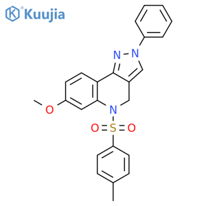 2H-Pyrazolo[4,3-c]quinoline,4,5-dihydro-7-methoxy-5-[(4-methylphenyl)sulfonyl]-2-phenyl- structure