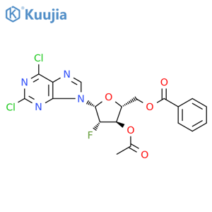 9H-Purine,9-(3-O-acetyl-5-O-benzoyl-2-deoxy-2-fluoro-b-D-arabinofuranosyl)-2,6-dichloro- structure