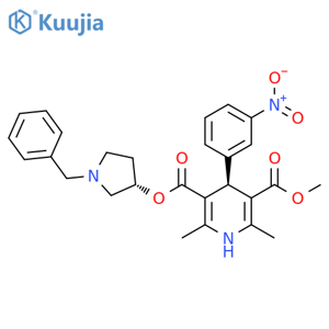 (S)-3-((S)-1-Benzylpyrrolidin-3-yl)-5-methyl-2,6-dimethyl-4-(3-nitrophenyl)-1,4-dihydropyridine-3,5-dicarboxylate structure