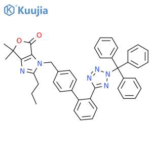 3,'6-'Dihydro-'6,'6-'dimethyl-'2-'propyl-'3-'2'-'2-'(triphenylmethyl)'-'2H-'tetrazol-'5-'yl'1,'1'-'biphenyl'-'4-'yl'methyl'-4H-'furo3,'4-'d'imidazol-'4-'one structure