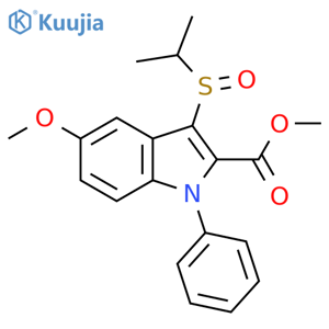 1H-Indole-2-carboxylic acid,5-methoxy-3-[(1-methylethyl)sulfinyl]-1-phenyl-, methyl ester structure