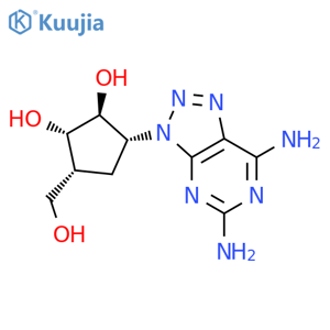 1,2-Cyclopentanediol,3-(5,7-diamino-3H-1,2,3-triazolo[4,5-d]pyrimidin-3-yl)-5-(hydroxymethyl)-,(1R,2R,3S,5S)-rel- structure