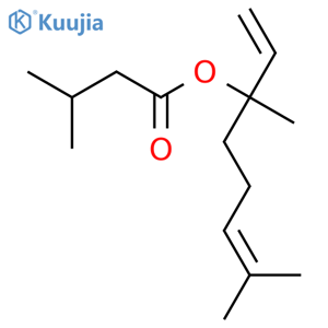 Butanoic acid,3-methyl-, 1-ethenyl-1,5-dimethyl-4-hexen-1-yl ester structure