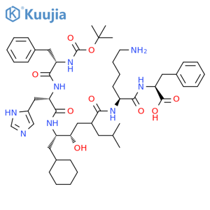 L-Phenylalanine,N-[N2-[6-cyclohexyl-5-[[N-[N-[(1,1-dimethylethoxy)carbonyl]-L-phenylalanyl]-L-histidyl]amino]-4-hydroxy-2-(2-methylpropyl)-1-oxohexyl]-L-lysyl]-,[2R-(2R*,4S*,5S*)]- (9CI) structure