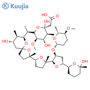 2-[(2R,3S,4S,5R)-2,4-dihydroxy-6-[(1R)-1-[(2S,5R,7S,8R,9S)-7-hydroxy-2-[(2R,5S)-5-[(2R,3S,5R)-5-[(2S,3S,5R,6S)-6-hydroxy-3,5,6-trimethyloxan-2-yl]-3-[(2S,5S,6R)-5-methoxy-6-methyloxan-2-yl]oxyoxolan-2-yl]-5-methyloxolan-2-yl]-2,8-dimethyl-1,10-dioxaspiro[4.5]decan-9-yl]ethyl]-5-methoxy-3-methyloxan-2-yl]acetic acid structure