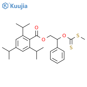 Benzoic acid, 2,4,6-tris(1-methylethyl)-, 2-[(methylthio)thioxomethoxy]-2-phenylethyl ester structure