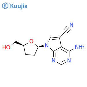 7H-Pyrrolo[2,3-d]pyrimidine-5-carbonitrile,4-amino-7-[(2R,5S)-tetrahydro-5-(hydroxymethyl)-2-furanyl]- structure