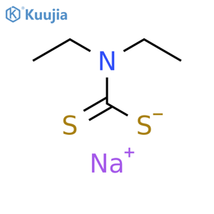 Carbamodithioic acid, N,N-diethyl-, ion(1-), sodium (1:1) structure