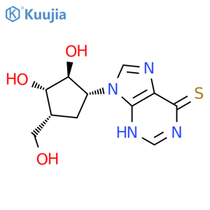 6H-Purine-6-thione,9-[(1R,2S,3S,4R)-2,3-dihydroxy-4-(hydroxymethyl)cyclopentyl]-1,9-dihydro-, rel- structure