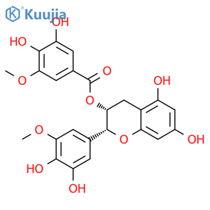 Benzoic acid, 3,4-dihydroxy-5-methoxy-, (2R,3R)-2-(3,4-dihydroxy-5-methoxyphenyl)-3,4-dihydro-5,7-dihydroxy-2H-1-benzopyran-3-yl ester structure