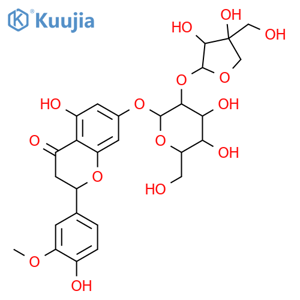 4H-1-Benzopyran-4-one,7-[(2-O-D-apio-b-D-furanosyl-b-D-glucopyranosyl)oxy]-2,3-dihydro-5-hydroxy-2-(4-hydroxy-3-methoxyphenyl)-,(2S)- (9CI) structure