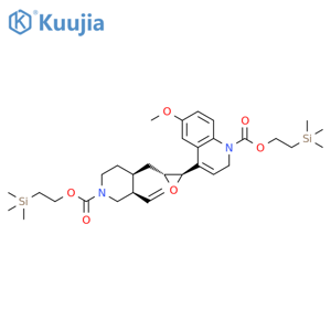 1(2H)-Quinolinecarboxylic acid, 4-[(2R,3R)-3-[[(3R,4S)-3-ethenyl-1-[[2-(trimethylsilyl)ethoxy]carbonyl]-4-piperidinyl]methyl]-2-oxiranyl]-6-methoxy-, 2-(trimethylsilyl)ethyl ester structure