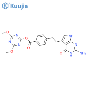 4,6-Dimethoxy-1,3,5-triazin-2-yl 4-2-(2-Amino-4,7-dihydro-4-oxo-3H-pyrrolo2,3-dpyrimidin-5-yl)ethylbenzoate structure