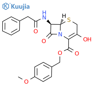 5-Thia-1-azabicyclo[4.2.0]oct-2-ene-2-carboxylicacid, 3-hydroxy-8-oxo-7-[(phenylacetyl)amino]-, (4-methoxyphenyl)methyl ester,(6R,7R)- (9CI) structure