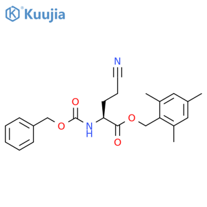 Butanoic acid, 4-cyano-2-[[(phenylmethoxy)carbonyl]amino]-, (2,4,6-trimethylphenyl)methyl ester, (S)- structure