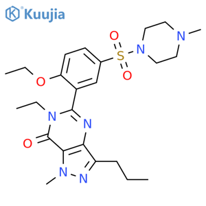 7H-Pyrazolo[4,3-d]pyrimidin-7-one, 5-[2-ethoxy-5-[(4-methyl-1-piperazinyl)sulfonyl]phenyl]-6-ethyl-1,6-dihydro-1-methyl-3-propyl- (ACI) structure