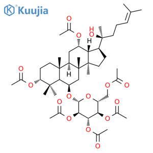 β-D-Glucopyranoside, (3β,6α,12β)-3,12-bis(acetyloxy)-20-hydroxydammar-24-en-6-yl, 2,3,4,6-tetraacetate structure