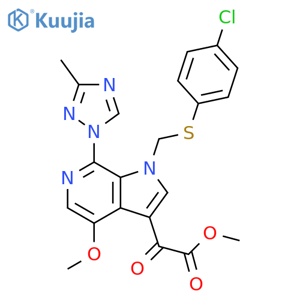 1H-Pyrrolo[2,3-c]pyridine-3-acetic acid, 1-[[(4-chlorophenyl)thio]methyl]-4-methoxy-7-(3-methyl-1H-1,2,4-triazol-1-yl)-α-oxo-, methyl ester structure