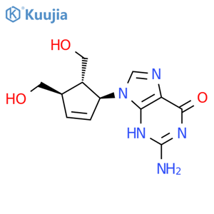 6H-Purin-6-one,2-amino-9-[(1R,4S,5R)-4,5-bis(hydroxymethyl)-2-cyclopenten-1-yl]-1,9-dihydro-,rel- structure