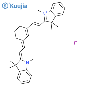 1,3,3-Trimethyl-2-((E)-2-(3-(E)-2-(1,3,3-trimethyl-1,3-dihydro-2H-indol-2-ylidene)ethylidene-1-cyclohexen-1-yl)ethenyl)-3H-indoliumiodide structure