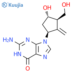 2-amino-9-[(1S,3R,4S)-4-hydroxy-3-(hydroxymethyl)-2-methylidenecyclopentyl]-6,9-dihydro-3H-purin-6-one structure