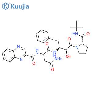 L-Prolinamide,N2-(2-quinoxalinylcarbonyl)-L-asparaginyl-(aS,bS)-b-amino-a-hydroxybenzenebutanoyl-N-(1,1-dimethylethyl)-(9CI) structure