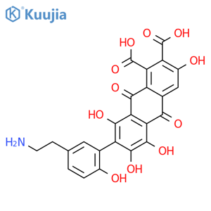 1,2-Anthracenedicarboxylicacid,7-[5-(2-aminoethyl)-2-hydroxyphenyl]-9,10-dihydro-3,5,6,8-tetrahydroxy-9,10-dioxo- structure