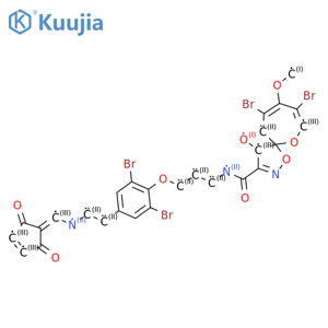 1,6-Dioxa-2-azaspiro[4.6]undeca-2,7,9-triene-3-carboxamide,8,10-dibromo-N-[3-[2,6-dibromo-4-[2-[[(2,5-dioxo-3-cyclopenten-1-ylidene)methyl]amino]ethyl]phenoxy]propyl]-4-hydroxy-9-methoxy-,(4R,5R)-rel-(-)- (9CI) structure