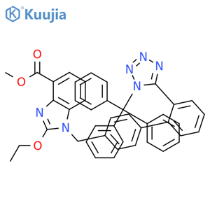 2-Ethoxy-1-2'-1-(trityl)-1H-tetrazol-5-yl1,1'-biphenyl-4-ylmethyl-1H-benzimidazole-4-carboxylic acid methyl ester structure