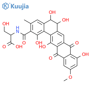 D-Serine,N-[[(5S,6S)-5,6,8,13-tetrahydro-1,5,6,9,14-pentahydroxy-11-methoxy-3-methyl-8,13-dioxobenzo[a]naphthacen-2-yl]carbonyl]-(9CI) structure