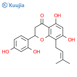 4H-1-Benzopyran-4-one,2-(2,4-dihydroxyphenyl)-2,3-dihydro-5,7-dihydroxy-8-(3-methyl-2-buten-1-yl)-,(2S)- structure