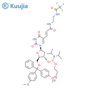 Uridine,5'-O-[bis(4-methoxyphenyl)phenylmethyl]-2'-deoxy-5-[3-oxo-3-[[2-[(trifluoroacetyl)amino]ethyl]amino]-1-propenyl]-,3'-[2-cyanoethyl bis(1-methylethyl)phosphoramidite] (9CI) structure