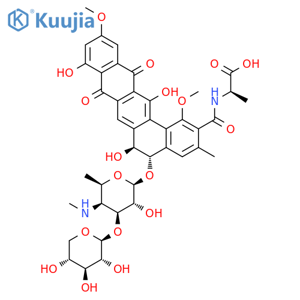 D-Alanine,N-[[5-[[4,6-dideoxy-4-(methylamino)-3-O-b-D-xylopyranosyl-b-D-galactopyranosyl]oxy]-5,6,8,13-tetrahydro-6,9,14-trihydroxy-1,11-dimethoxy-3-methyl-8,13-dioxobenzo[a]naphthacen-2-yl]carbonyl]-,(5S-trans)- (9CI) structure