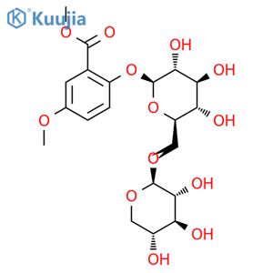 Benzoic acid,5-methoxy-2-[(6-O-b-D-xylopyranosyl-b-D-glucopyranosyl)oxy]-, methyl ester structure