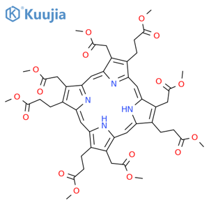 21H,23H-Porphine-2,7,12,18-tetrapropanoicacid, 3,8,13,17-tetrakis(2-methoxy-2-oxoethyl)-, 2,7,12,18-tetramethyl ester structure