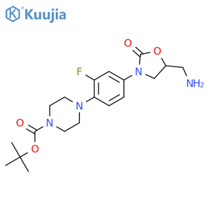 4-[4-[5-(Aminomethyl)-2-oxo-3-oxazolidinyl]-2-fluorophenyl]-1-piperazinecarboxylic acid tert-butyl ester structure