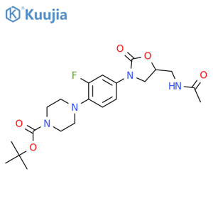 4-[4-[5-[(Acetylamino)methyl]-2-oxo-3-oxazolidinyl]-2-fluorophenyl]-1-piperazinecarboxylic acid tert-butyl ester structure