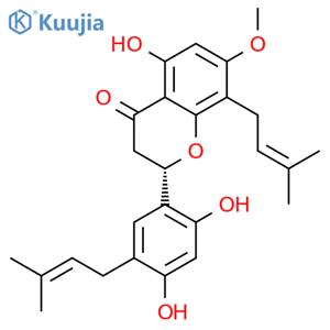 4H-1-Benzopyran-4-one,2-[2,4-dihydroxy-5-(3-methyl-2-buten-1-yl)phenyl]-2,3-dihydro-5-hydroxy-7-methoxy-8-(3-methyl-2-buten-1-yl)-,(2S)- structure