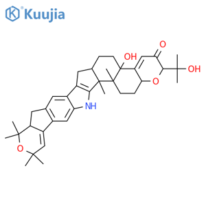 2H-1-Benzopyrano[5',6':6,7]indeno[1,2-b]pyrano[4',3':3,4]cyclopent[1,2-f]indol-3(4bH)-one,5,6,6a,7,9,9a,10,12,15,15b,15c,16,17,17a-tetradecahydro-4b-hydroxy-2-(1-hydroxy-1-methylethyl)-10,10,12,12,15b,15c-hexamethyl-,(2R,4bS,6aS,9aS,15bS,15cR,17aS)- (9CI) structure