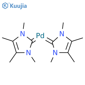 Palladium, bis(1,3-dihydro-1,3,4,5-tetramethyl-2H-imidazol-2-ylidene)- structure