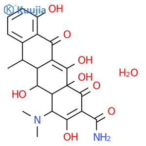 4-(Dimethylamino)-3,5,10,12,12a-pentahydroxy-6-methyl-1,11-dioxo-1,4,4a,5,5a,6,11,12a-octahydrotetracene-2-carboxamide hydrate structure