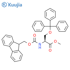 L-Serine, N-[(9H-fluoren-9-ylmethoxy)carbonyl]-O-(triphenylmethyl)-, methyl ester structure